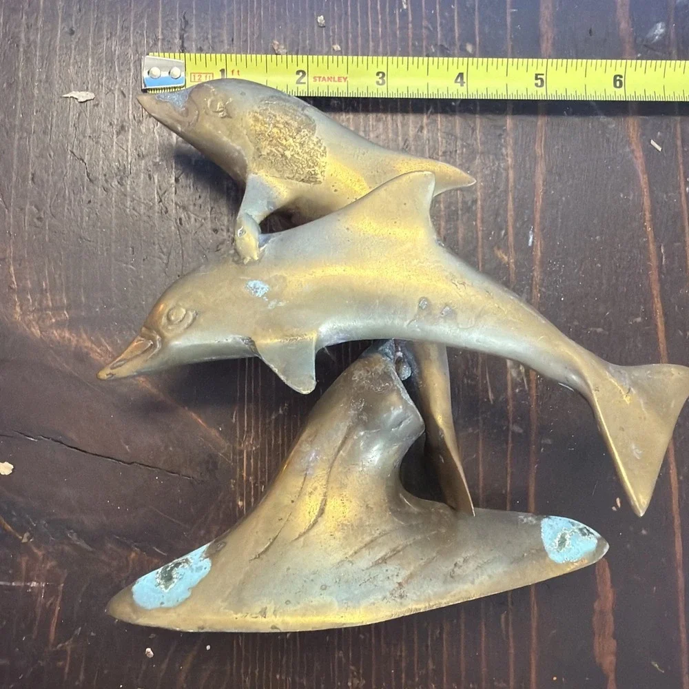 Brass Dolphins Sculpture